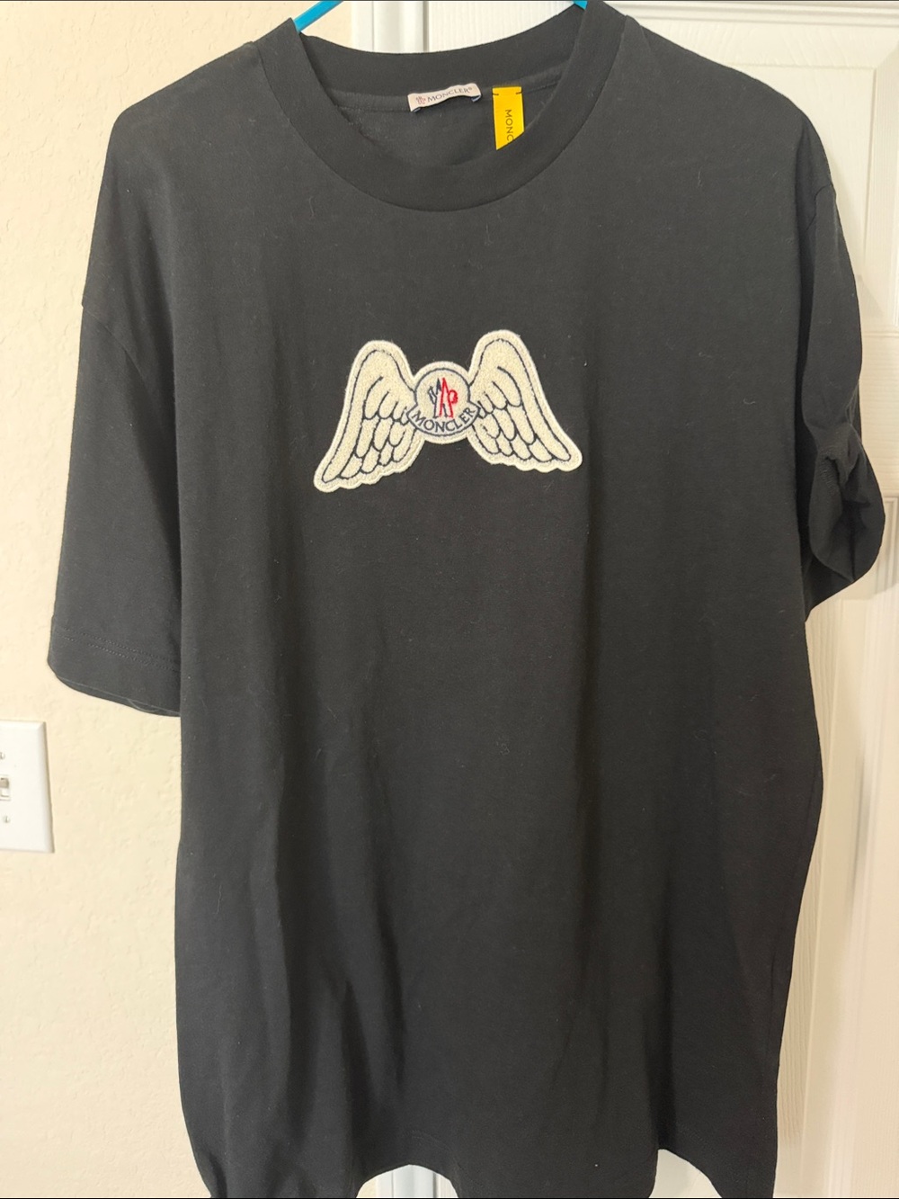 Moncler Black Short-Sleeve T-Shirt with Wing Patch